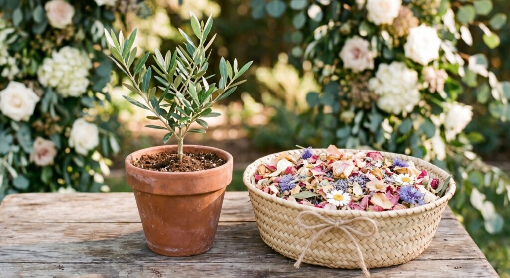植樹セレモニーとフラワーシャワー ナチュラルウェディング